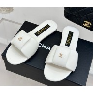 Chanel lambskin slide sandals white 031903 2025