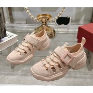 Roger Vivier Viv' on the Run Trekky Sneakers in suede leather light pink 2025