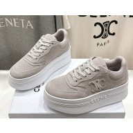 CELINE CNY BLOCK SNEAKERS WITH WEDGE in suede CALFSKIN grey 2025