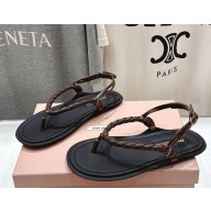 MIU MIU flip-flops sandals knit and leather 02 2025