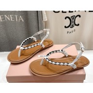 MIU MIU flip-flops sandals knit and leather 03 2025