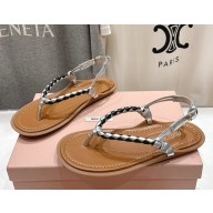 MIU MIU flip-flops sandals knit and leather 04 2025