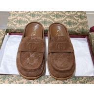 Gucci Women's mule with Double G 817468 Brown GG suede 2025