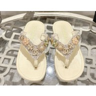 Chanel Thongs Tweed & Metal Light Yellow, Light Pink & Light Blue G46304 2025