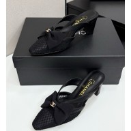 Chanel slingbacks pumps mesh mules with bow black 2025