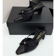 Chanel slingbacks pumps lambskin mules with bow black 2025