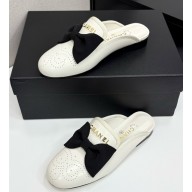 Chanel lambskin mules with bow white 032122 2025