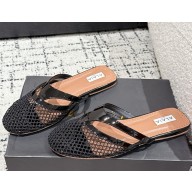 Alaïa INFRADITO FLAT MULES IN FISHNET AND LEATHER black 2025