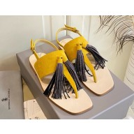 Brunello Cucinelli suede sandals with tassel detail yellow 2025