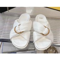 FENDI Sienna leather sandals twist detailing white Calf Leather 2025