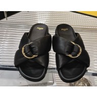 FENDI Sienna leather sandals twist detailing black Calf Leather 2025