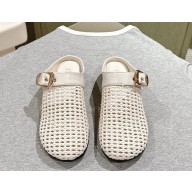 Chloe mules knit and calfskin with buckle white 2025
