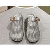 Chloe mules knit and calfskin with buckle silver 2025