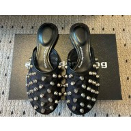 ALEXANDER WANG Rhodes slippers with stud embellishment Fabric, Calf Leather, Metal black 2025