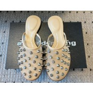 ALEXANDER WANG Rhodes slippers with stud embellishment Fabric, Calf Leather, beige 2025