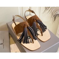 Brunello Cucinelli suede sandals with tassel detail brown 2025