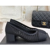 Chanel Ballet flats Raffia black G46352 heel 5cm 2025
