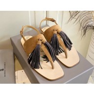 Brunello Cucinelli suede sandals with tassel detail beige 2025