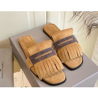 Brunello Cucinelli Monile slides with tassel detail beige 2025