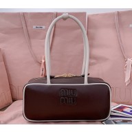 MIU MIU Beau leather bag 5bb147 Briarwood/White 2025