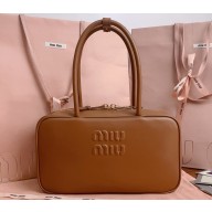 MIU MIU Medium Beau leather top-handle bag 5bb172 Cognac 2025