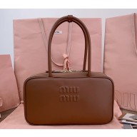 MIU MIU Medium Beau leather top-handle bag 5bb172 Oak 2025