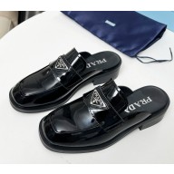 Prada patent leather loafer mules black 2025