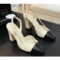 Chanel Slingbacks Goatskin white & Black heel 2.5cm/6.5cm/9cm 2025
