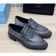 Prada calf leather loafers grey 2025