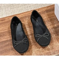 THE ROW women's knit Ballet Flats with bow black 2025