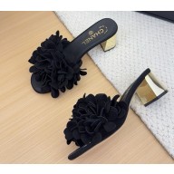 Chanel mules sandals Suede Kidskin black 2025