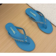 Chanel Thongs Lambskin & Metal blue 2025