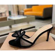 Gianvito Rossi ILIA mule supple suede and matching see-through mesh fabric black heel 8.5cm 2025
