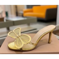 Gianvito Rossi ILIA mule leather and matching see-through mesh fabric gold heel 8.5cm 2025
