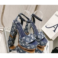Louis Vuitton SILHOUETTE platform sandal Monogram denim dark blue heel 11.5cm platform 4cm 2025
