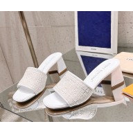 Louis Vuitton Revival Flat Mule White Monogram-embroidered cotton heel 5.5cm 2025