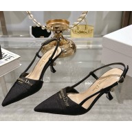 DIOR Slingback Pump Black satin heel 8cm 2025