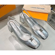 Louis Vuitton 1AGUBP Swing Slingback Pump Silver Metallic calf leather heel 5.5cm 2025