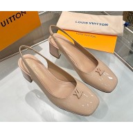 Louis Vuitton 1AGY71 Swing Slingback Pump Patent calf leather nude pink heel 5.5cm 2025