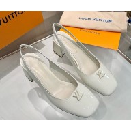 Louis Vuitton 1AGY71 Swing Slingback Pump Patent calf leather Ecru White heel 5.5cm 2025