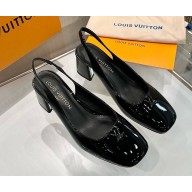 Louis Vuitton 1AGY71 Swing Slingback Pump Patent calf leather black heel 5.5cm 2025