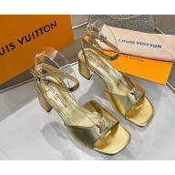 Louis Vuitton 1AGUQT Swing Sandal gold calf leather heel 5.5cm 2025