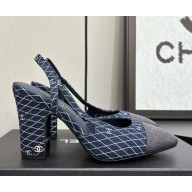 Chanel slingback pumps Denim Navy Blue & Dark Gray heel 1cm/6cm/10cm 2025
