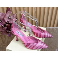 Jimmy Choo heel 6.5cm Stevie Satin Crystal Pumps pink 2025