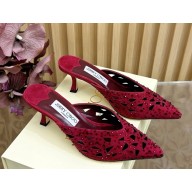 Jimmy Choo 65mm Solar mules burgundy 2025