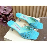 Jimmy Choo Skye 65 suede with crystal Sandals TURQUOISE 2025