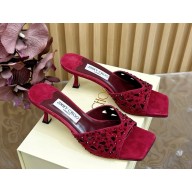 Jimmy Choo Skye 65 suede with crystal Sandals burgundy 2025