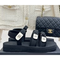 Chanel crystal CC logo beach sandals black 2025