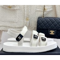 Chanel crystal CC logo beach sandals white 2025