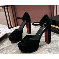 Christian Louboutin Sandaloo 130 mm Sandals suede leather black 2025